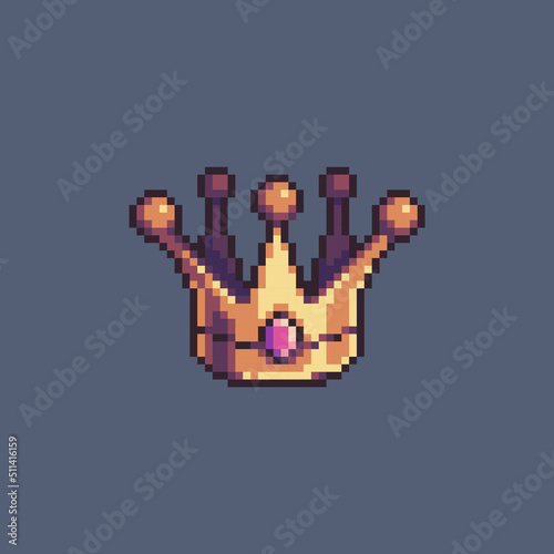 Fully editable pixel art vector illustration crown for game development,
graphic design, poster and art.
