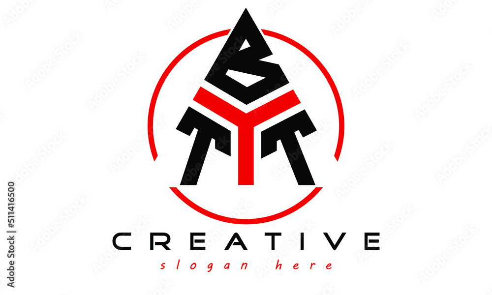 TBT three letter creative triangle shape in circle logo design vector ...