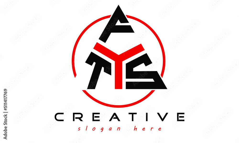 TFS three letter creative triangle shape in circle logo design vector ...