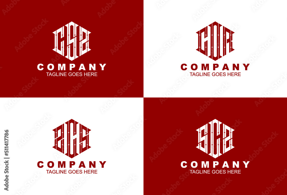 Creative letter monogram logo design with stationery template FRS KSC NBA PHA CVS PEAABS AOU AHC BH RV EZ ZR NA RK