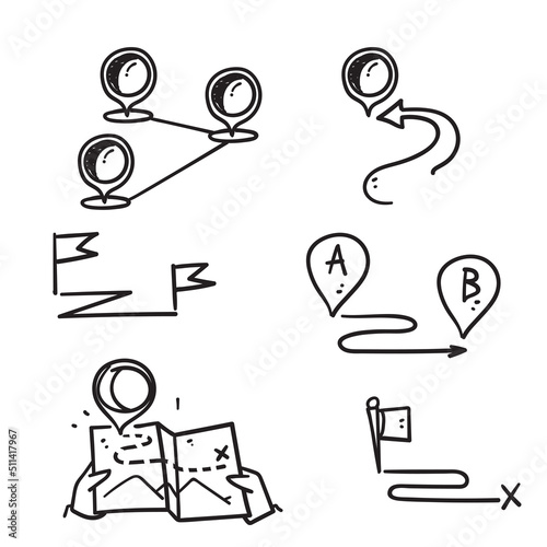 hand drawn doodle Simple Set of Route Related illustration
