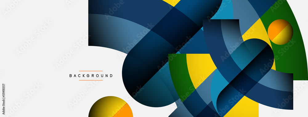 Geometric abstract background. Round shapes, circles, lines composition for wallpaper banner background or landing page Geometric abstract background. Round shapes, circles, lines composition for wallpaper banner background or landing page