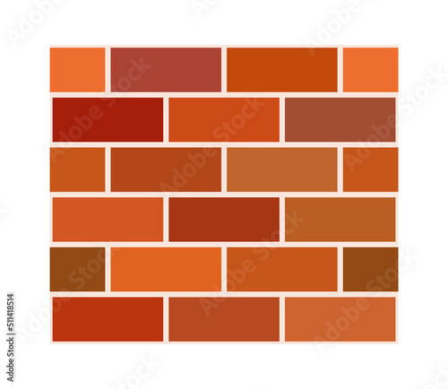 Tiling brick wall flat vector color icon for apps and websites