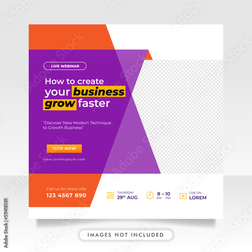 Digital marketing live webinar and business social media post template