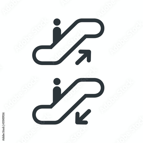 icon of escalator, up and down escalator sign, vector art. photo