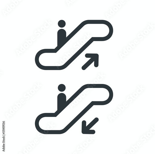 icon of escalator, up and down escalator sign, vector art.