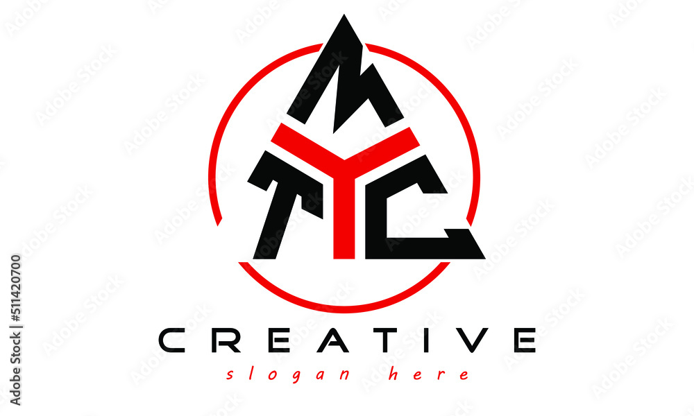 TMC three letter creative triangle shape in circle logo design vector ...