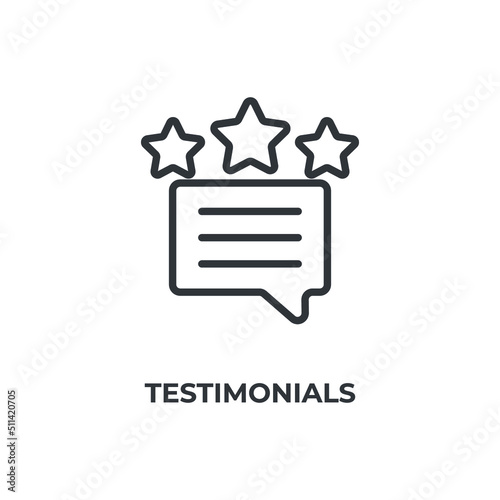 testimonials line icon. linear style sign for mobile concept and web design. Outline vector icon. Symbol, logo illustration. Vector graphics