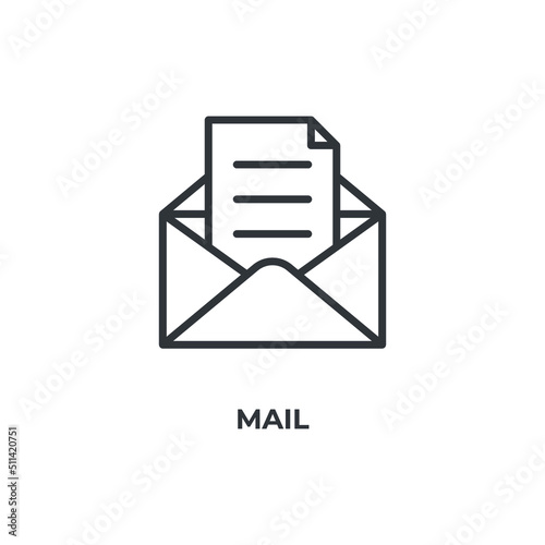 mail line icon. linear style sign for mobile concept and web design. Outline vector icon. Symbol, logo illustration. Vector graphics