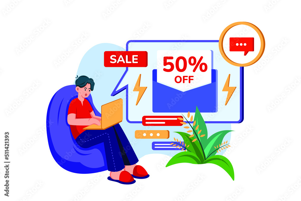Man getting promotional messages Man getting promotional messages