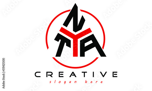 TNA three letter creative triangle shape in circle logo design vector template. typography logo | Letter mark logo | initial logo | wordmark logo | minimalist logo | gaming logo | emblem logo photo