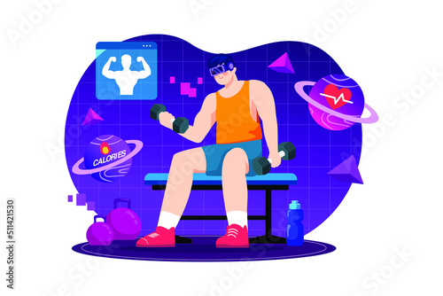 Man exercising in the metaverse