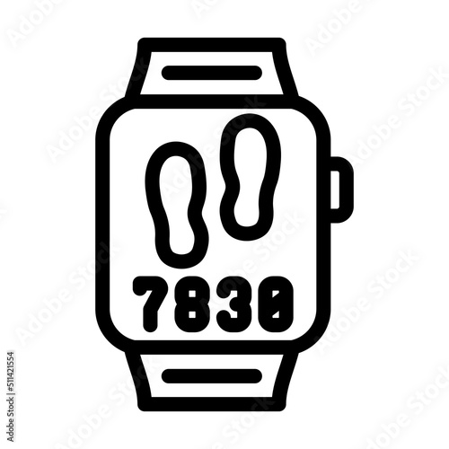 walk steps controlling watches line icon vector. walk steps controlling watches sign. isolated contour symbol black illustration