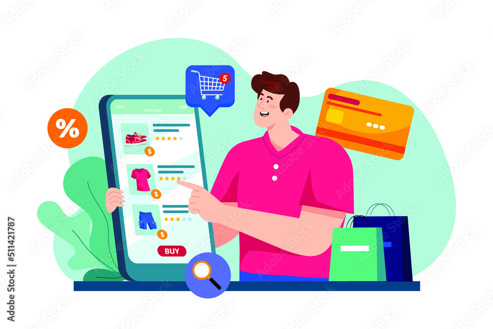Man buying goods via the internet app Man buying goods via the internet app