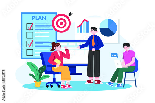 Business Training Illustration concept. Flat illustration isolated on white background.