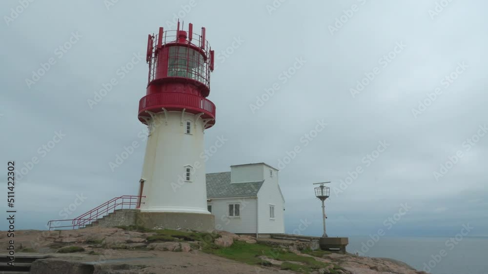 lindesnes coastal lighthouse rocky landscape panning left southermost tip of norway lindesnes coastal lighthouse rocky landscape panning left southermost tip of norway