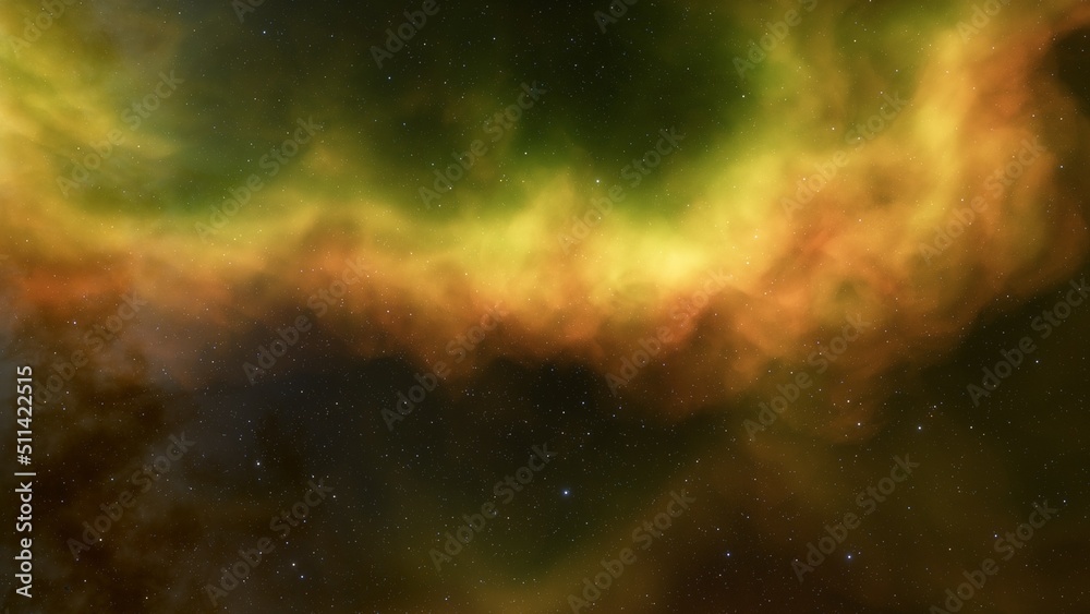 Fototapeta premium Deep space nebula with stars. Bright and vibrant Multicolor Starfield Infinite space outer space background with nebulas and stars. Star clusters, nebula outer space background 3d render 