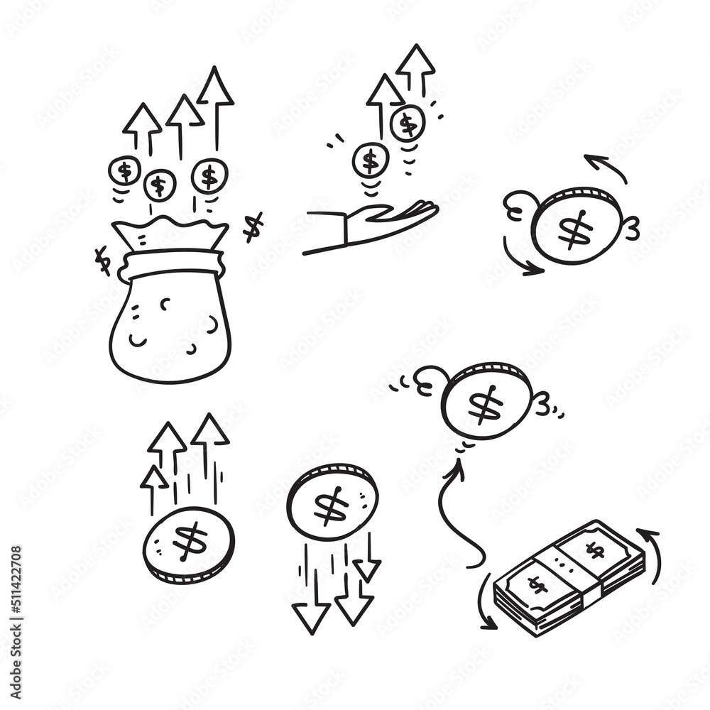 hand drawn doodle Simple Set of Money Movement illustration vector isolated hand drawn doodle Simple Set of Money Movement illustration vector isolated