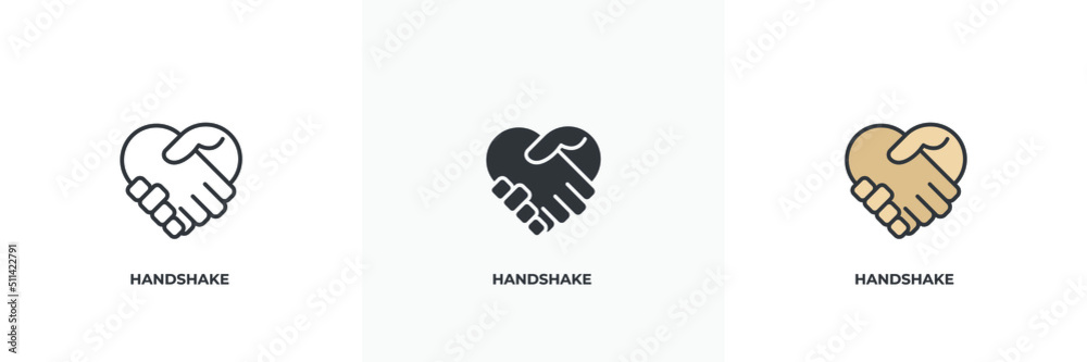 handshake icon. Line, solid and filled outline colorful version, outline and filled vector sign. Idea Symbol, logo illustration. Vector graphics