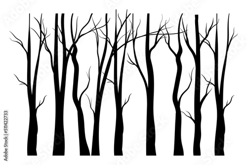 Dead branch Tree without leaves silhouette vector elements