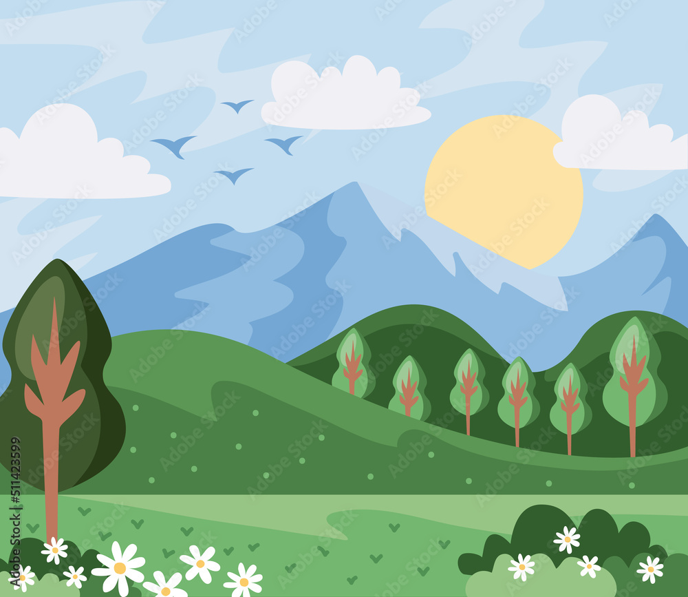 Fototapeta premium meadow day landscape nature