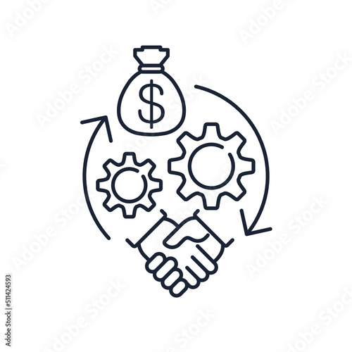 business partnership process. Vector linear icon isolated on white background.