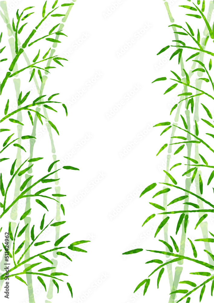 Naklejka premium 竹・笹の水彩風ベクター背景