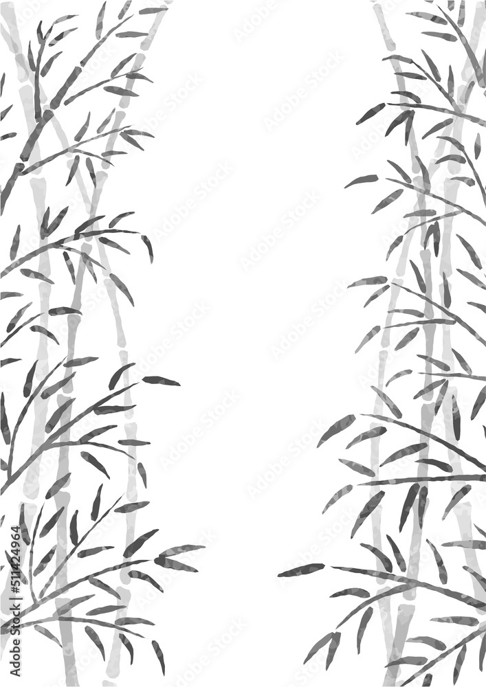 竹・笹の水墨画風ベクター背景