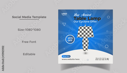 Table Lamp social media posts and Instagram post banner template 