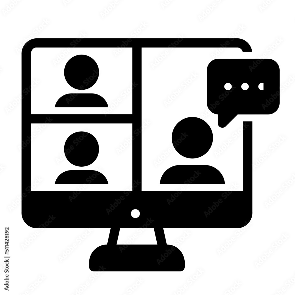 online meeting glyph icon online meeting glyph icon