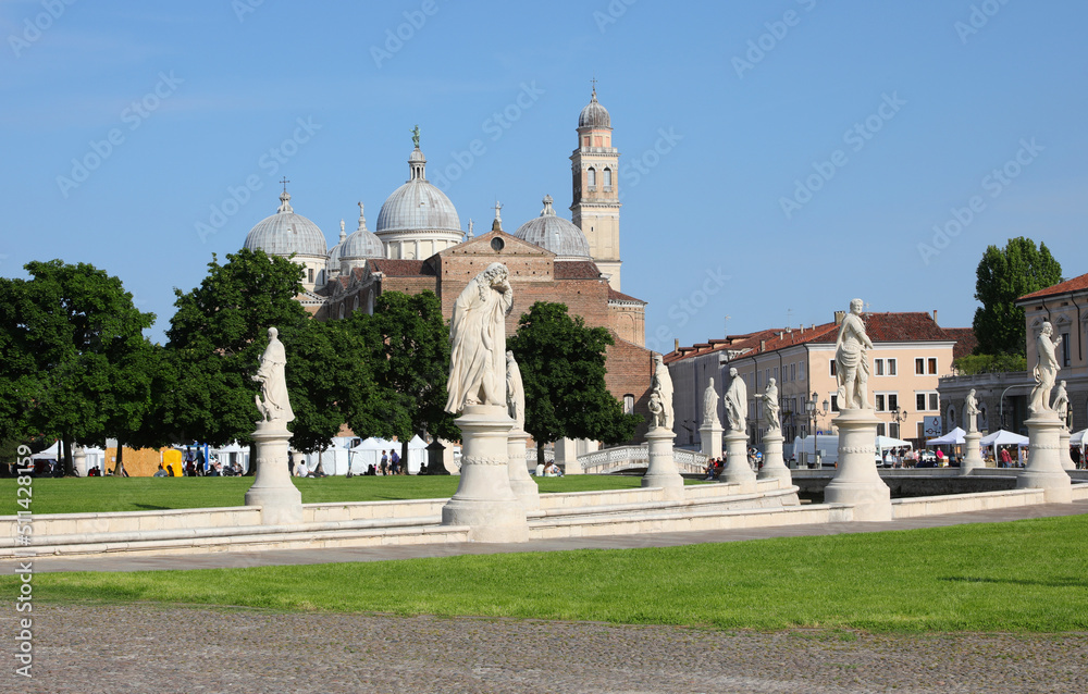 Large square called PRATO DELLA VALLE in  the Padua City in Northern Italy