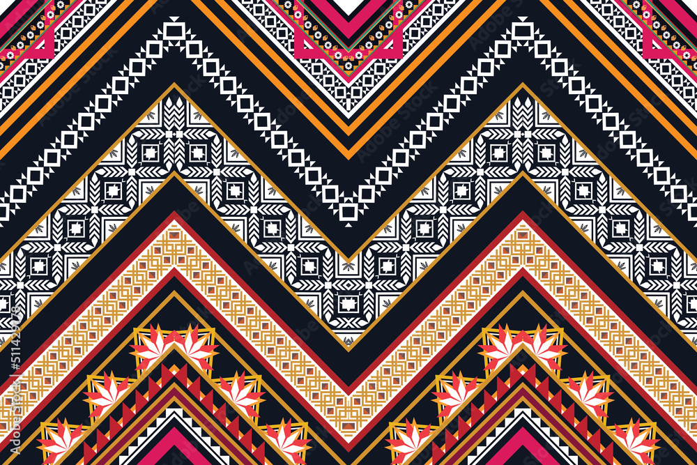 Geometric ethnic flower pattern for background,fabric,wrapping,clothing,wallpaper,Batik,carpet,embroidery style.