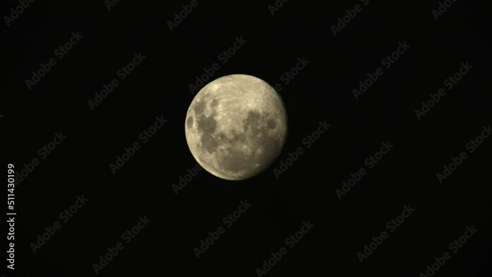 Static Shot of Almost Full Moon Against Black Sky. Static Shot of Almost Full Moon Against Black Sky.