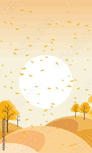 autumn season landscape with leafs