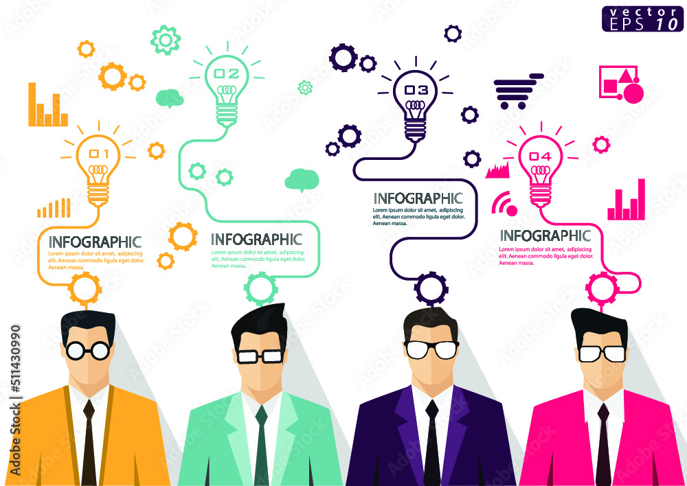 Illustration business.design modern  idea and concept think creativity. for brainstorm,Social network,success,plan,think,search,analyze,communicate, futuristic idea innovation technology.