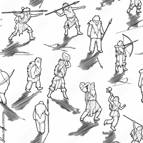 Collection of a graphic cavemen casting shadows