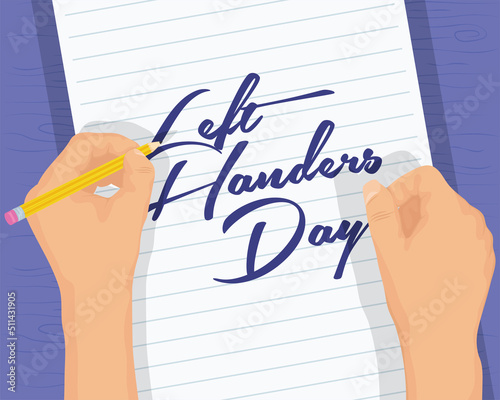 left handers day lettering celebration