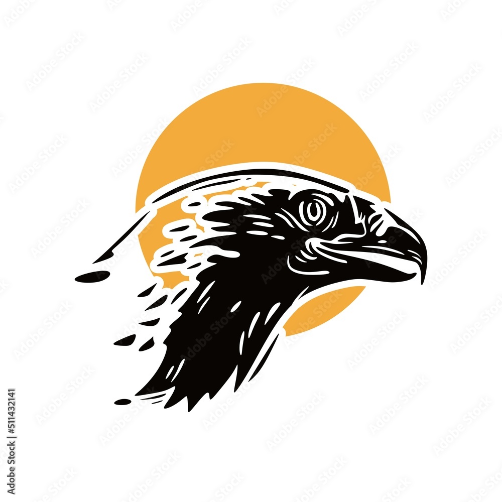 Fototapeta premium eagle face logo, silhouette of great big falcon head, vector illustrations