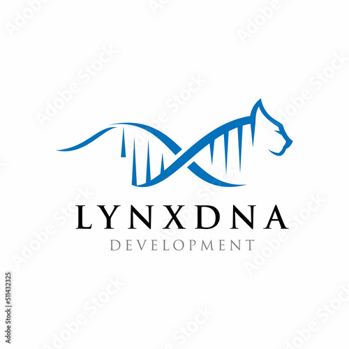 Modern Illustration Lynx DNA logo Design Template Vector for Biotechnology Research Development Company. Abstract Helix Symbol. Digital DNA Logo illustration Bio Lab