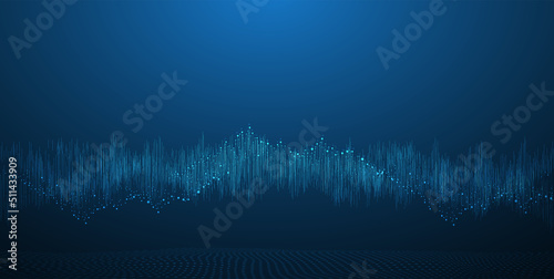 Big data network concept, internet connection, sound wave and wireless signal use business finance as abstract background image.