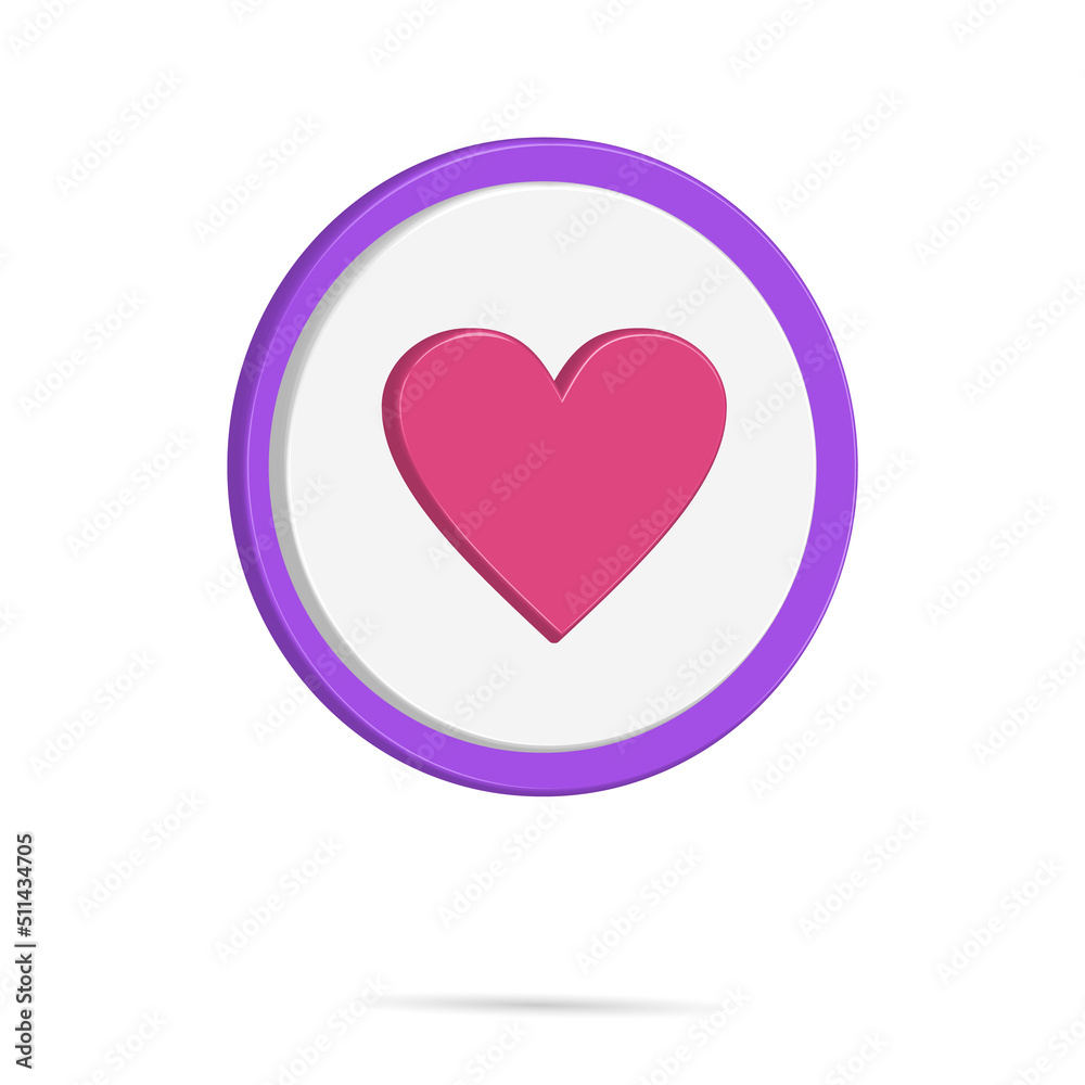3D love icon vector button illustration, with pink and purple color, best for your property images 3D love icon vector button illustration, with pink and purple color, best for your property images