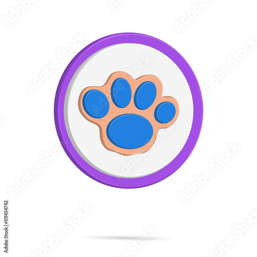 3D footprint icon vector button illustration, with blue and purple color, best for your property images