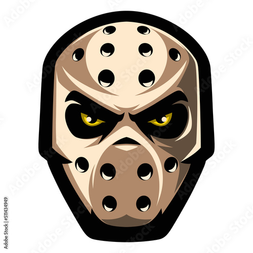 Hockey mask icon in flat style. Goalkeeper helmet. Goalie logo. Sports equipment. Sport games.