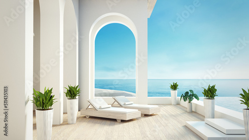 Beach luxury living on Sea view - 3d rendering	
