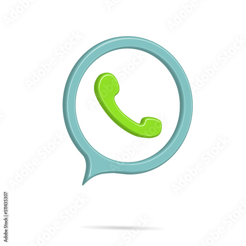 3D call icon vector illustration, communication theme with calling activity 
