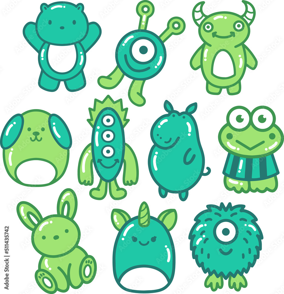 Obraz premium Doll Element Doodle Illustration