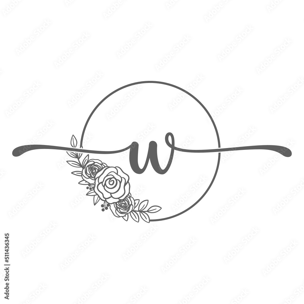 Obraz premium flowers frame Elegant Initial Letter Type w Logo Sign Symbol Icon