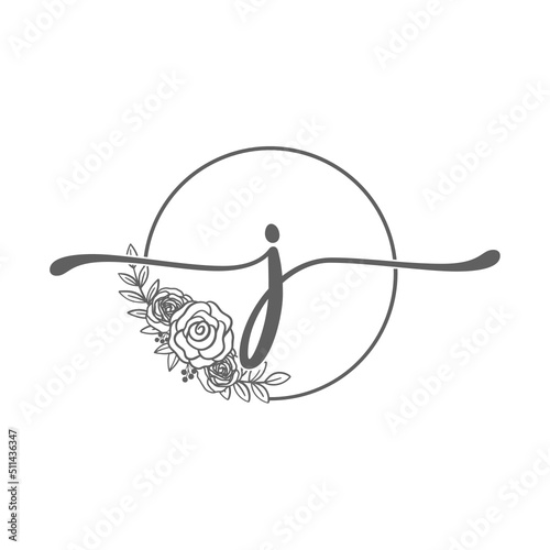 flowers frame Elegant Initial Letter Type j Logo Sign Symbol Icon