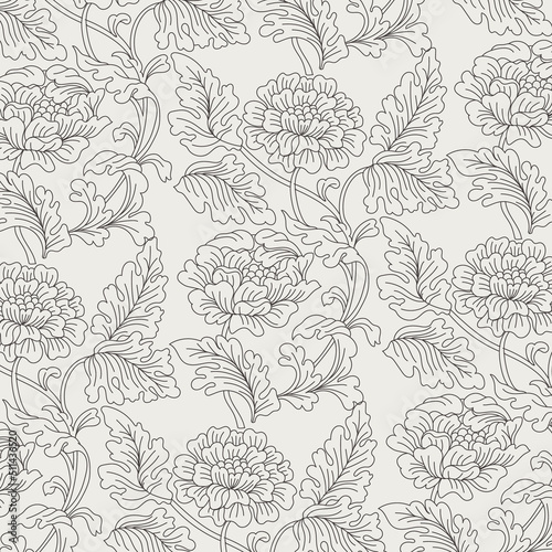 retro flower ornament doodle pattern © vinzstudio
