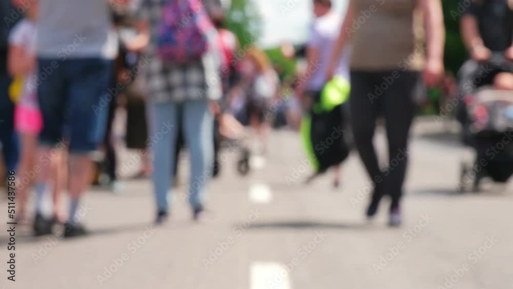 Anonymous Blurred Crowd of People Walking on City Promenade Street Anonymous Blurred Crowd of People Walking on City Promenade Street
